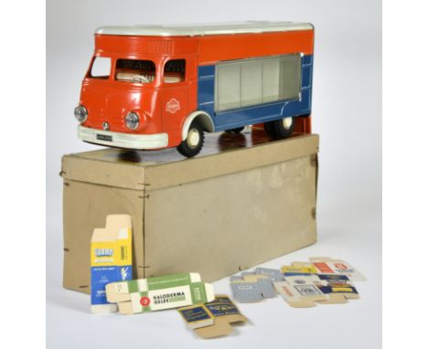 Gama, Verkaufswagen 2912, W.-Germany, 35 cm, Blech, Friktion ok, Okt Z 1-2, mit original Warenverpackungen, Z 2+