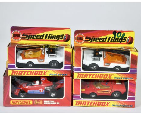 Matchbox, Speed Kings, K-40 Blaze Trailer, Antenne schwarz, 2x K-41 Fuzzy Buggy, 1x Scheibe klar, 1x Scheibe gelb, K-41 Marti