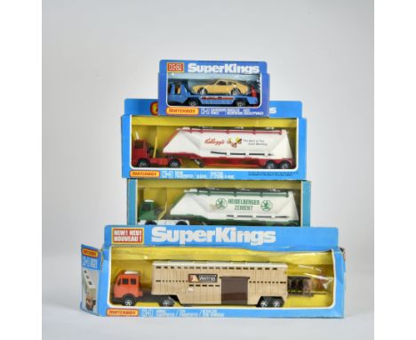 Matchbox, SuperKings, K-2 Car Recovery Vehicle, 2x K-3 Grain Transporter and Articulated Wagon and Trailer - Heidelberger Zem