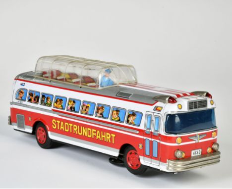 Bandai, Stadtrundfahrt Bus, Japan, 38 cm, Blech, Bat. Antrieb ok, LM, Z 2