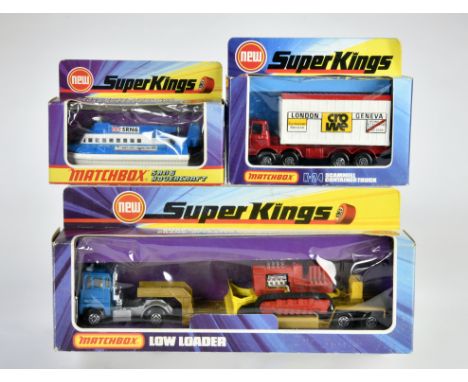 Matchbox, SuperKings 1973/75, K-22 Hovercraft SNR6, K-23 Low Ladder, K-24 Scammell Roteman Container Truck "Crowe", meist Z 1
