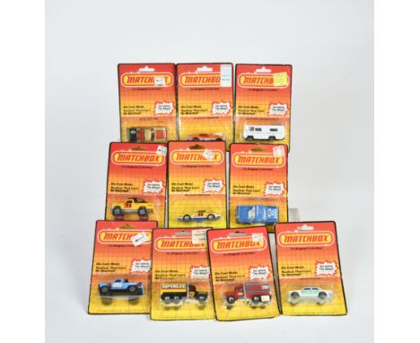 Matchbox, Blisterpackungen andere 1980 - 1983, 53 Baja Bouncer, Nr. 326, 54 NASA Tracking Mobile, 2x 56 Peterbilt Tanker, (Ge