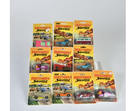 Matchbox, Serie Superfast (1972) UK, 3 Monteverdi, 12 Setra Coach, 22 Freeman Inter-City Commuter, 2x 25 Mod Tractor, 2x 37 S
