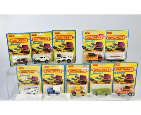 Matchbox, Blisterpackungen Superfast (1975), 71 CattleTruck, schwarze Kühe, 72 Bomag, roter Motor, 72 Hovercraft SRN6, 73 For