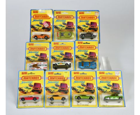 Matchbox, Blisterpackungen Superfast (1975), 1 Dodge Challenger, 2 Hovercraft, hellgrün, 3 Monteverdi Hai, 3 Porsche Turbo, 4