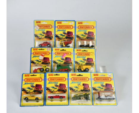 Matchbox, Blisterpackungen Superfast (1975), 24 Diesel Shunter, grün D1496-RF, 2x 25 Fiat Car Container (US Line (2 Verpackun