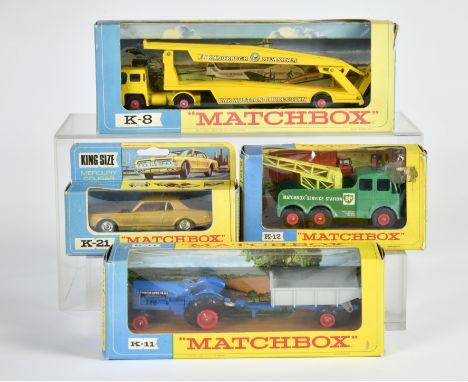 Matchbox King Size Series (gelb/blaue OVP), K-11 Fordson Super Major Tractor &amp; Farm Tipping Trailer, blauer Tractor, K-12