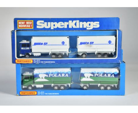 Matchbox SuperKings, 2x K-21 Ford Transcontinental Wagon and Trailer, (1x Santa Fe, 1x Polara), meist Z 1