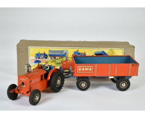 Gama, Traktor mit Anhänger, Western Germany, 40 cm, Antrieb ok, LM, Okt, Z 2-