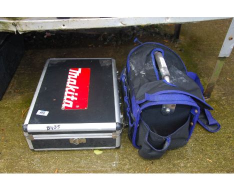 A Makita aluminium case containing galvanised plasterboard nails, tool bag of nuts, bolts and fixings etc.
