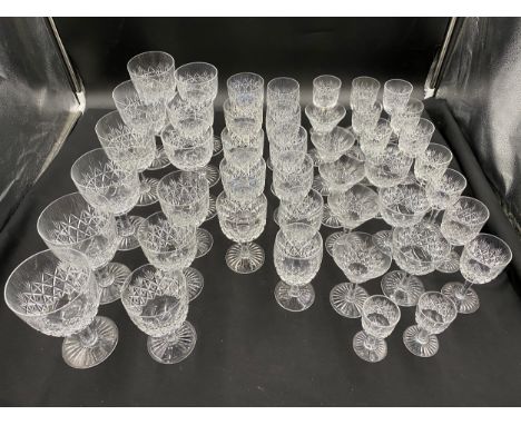 A part suite of Thomas Webb 'Wellington' pattern crystal glasses to include goblets, various wine sizes including hock and cl