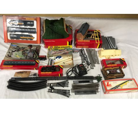 Hornby 00 gauge train set, Inter City High Speed train pack, R921 Mark 2 coach, R058 BR Jinty Loco, Airfix Station accessorie