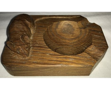 Robert Thompson of Kilburn 'Mouseman' oak ashtray, 10.5cm.Condition ReportSlight dirt grime and longer tail 6cms approx.