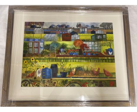 A framed print signed by Kate Lycett "Allotments" 32/150.  Print 40 x 56cm.All  pictures signed.Condition ReportGood conditio