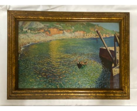Coloured photograph print (Lamorna Cove) by Laura Knight, framed and glazed 40cms x 64cms (print size).Condition ReportPrint 
