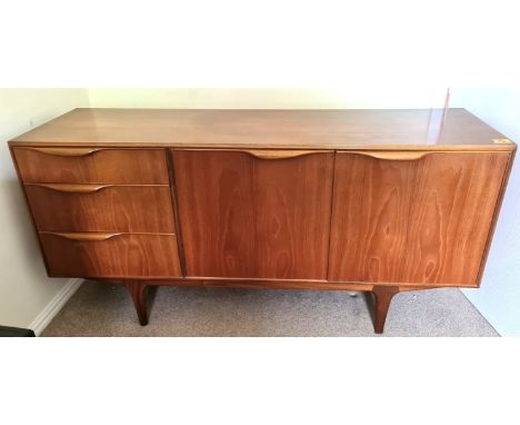 McIntosh retro teak sideboard, three drawers and two doors. 152 w x 45 d x 76cms h.Condition ReportGood condition.