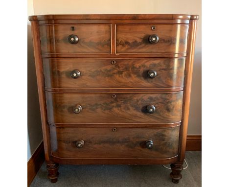 Victorian mahogany chest of drawers, 2 short over 3 long drawers.Condition ReportSlight split to top, some beading missing fr