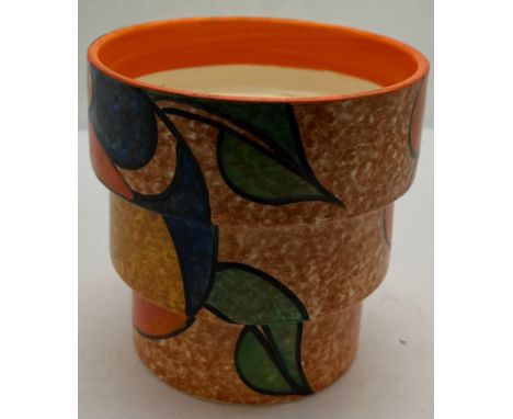 Clarice Cliff Cafe au lait Summer stepped vase, 9cm h.Condition ReportThree chips to top.