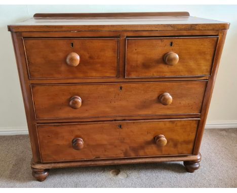 A 29thC mahogany chest of drawers, 2 short over 2 long drawers. 83 h x 83 w x 46cm d.Condition ReportCrack to top.
