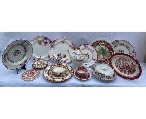 Collection of 20thC Copeland Spode to include oval 'Mandarin' plate, Woodcarver plate, hot water plate for Fortnum &amp; Maso