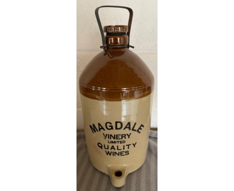 Stoneware jar Wine container, Magdale Vinery Limited Quality Wines. 46cm h to top of handle.Condition ReportVery good conditi