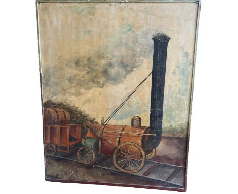 A double sided folk art pub sign 'The Rocket' 113 x 91cm. Some chips to paint in areas. Frame in need of attention. 