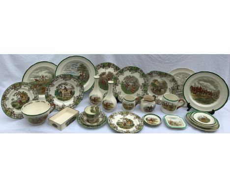 A quantity of 20thC Copeland Spode/Spode ceramics to include various 'Byron' hunting scenes, plates from drawings by J F Herr