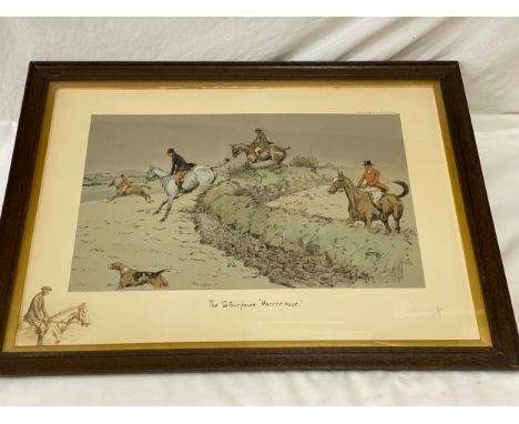 Snaffles (Charles Johnson Payne) The Stonefaced 'Narrer-back' signed coloured hunting print 33 x 52cm picture size. Frame 56 