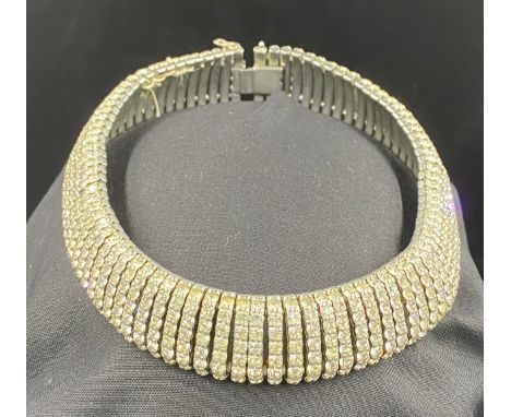 Esha Randel Art Deco collar, set throughout with clear paste, stamped "ESHA RANDEL". Repair needed.Condition ReportAll paste 