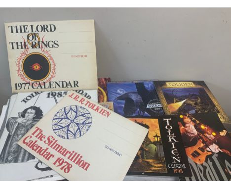 A large quantity of JR Tolkien calendars some in original packaging to include the Silmarillion 1978, The Lord of the Rings 1