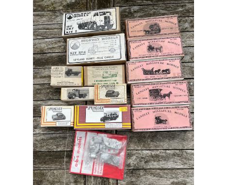 Diecast model kits to include Langley Miniature Models x 5, Ref G10, G21, G22, G25, G26, 2 x Highway Models 1948 ERF Kit 2 an