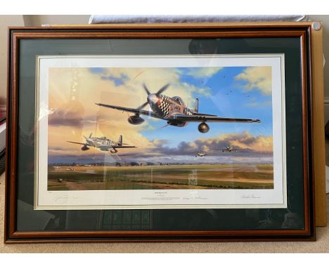 Nicolas Trudgian 'Duxford Eagles' Limited Edition print 207/550 with pencil signatures to bottom mount. Frame 72 x 102cm.Cond