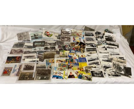 A large quantity of postcards and photographs to include topographical, humorous, steam tractors, fun fair, Sovereign series 