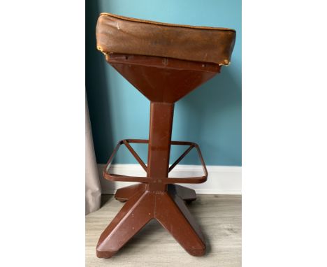 An Art Deco bar stool with upholstered top.  74 cm h.Condition ReportHoles to tops.
