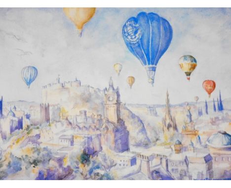 After Maimie Finlayson (20thC School). Balloon Race Celebrating The 200th Anniversary of the First Manned Flight in Britain a