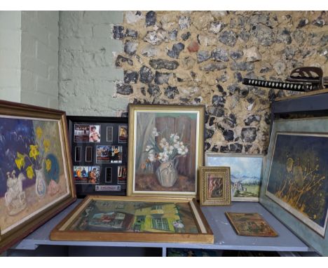 A group of oil paintings and prints to include Michael Richecoeur (b.1946 Jersey) - Dandelion, signed limited edition print 5