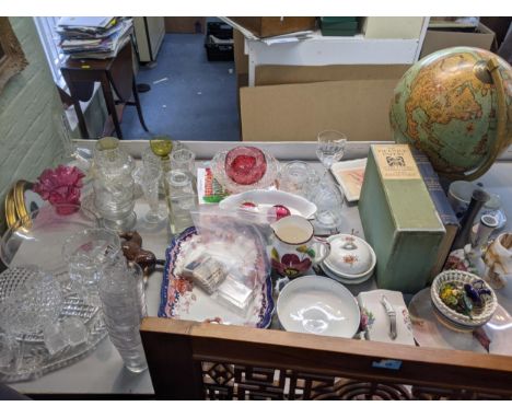A mixed lot to include a globe, a collection of cigarette cards, Charles Dickens 'The Pickwick Papers' in two volumes, a Sout