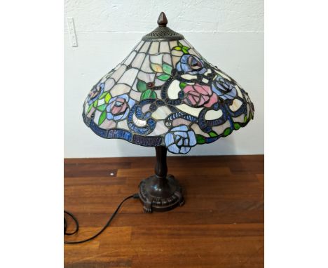 A modern Tiffany style lamp with a leaded shade, 50cm hLocation: GIf there is no condition report shown, please request