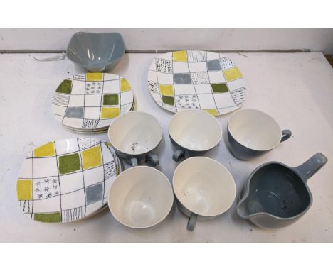 A Midwinter Chequers pattern part tea setLocation: GIf there is no condition report shown, please request