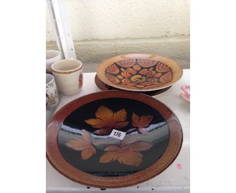 Three various Poole Pottery Aegean bowls and plate.