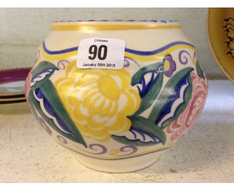 A Poole Pottery Carter Stabler Adams red bodied traditional vase, decorated in the EG design by Anne Hatchard, shape 596 (5''
