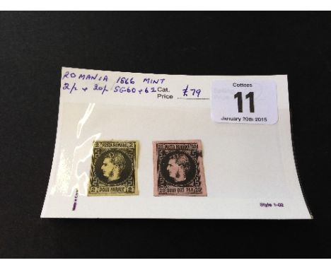 Romania 1866 2p & 20p light mtd mint SG60 & 62 Cat £79.
