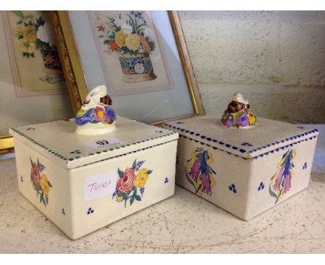 A Poole Pottery Carter Stabler Adams red bodied honey box and cover, decorated in the CL design together with another (2).