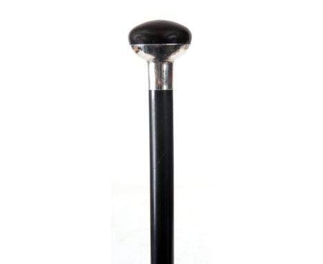 AN UNUSUAL BAKELITE AND SILVER WALKING CANE with domed handle and tapering stick 91cm overall - Herbert Scott Murdoch, Birmin