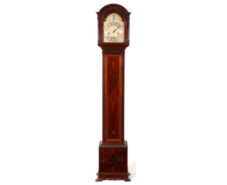 RUSSELLS Ltd, 10 EXCHANGE ST. MANCHESTER A FINE EARLY 20th CENTURY MAHOGANY CASED WEIGHT DRIVEN QUARTER CHIMING GRANDMOTHER C