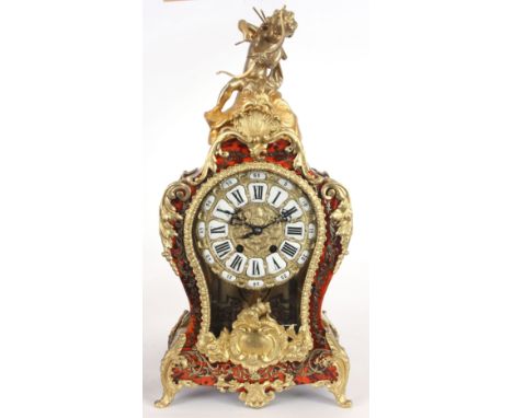 A LATE 19th CENTURY FRENCH BOULLEWORK TORTOISESHELL AND ORMOLU MOUNTED BRACKET CLOCK the balloon shaped case with brass inlai