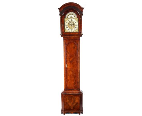 WILLIAM SMITH, LONDON, A VERY RARE GEORGE II WALNUT CASED EQUATION OF TIME LONGCASE CLOCK the arched moulded and fretwork hoo