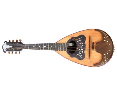 A LATE 19th CENTURY ITALIAN MANDOLIN labelled 'FABBRICH DI STRUMENTI ARMONICI FRANCESCO SCARPA NAPOLI' 60cm overall in fitted
