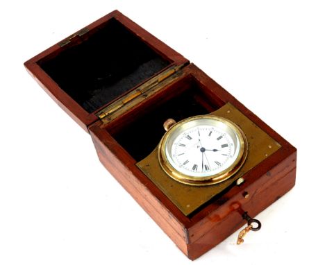 S. ALEXANDER &amp; SON, COVENTRY, AN EARLY 20th CENTURY MILITARY DECK WATCH CHRONOMETER with a 45mm enamel dial having Roman 