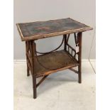 A late Victorian lacquered bamboo rectangular two tier table, width 62cm, depth 42cm, height 71cm